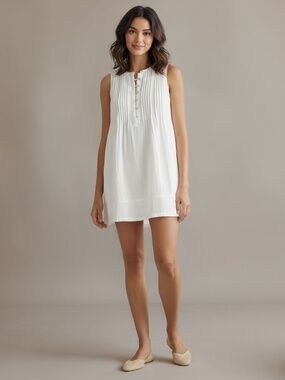 Quince 100% Organic Cotton Gauze Sleeveless Swing Dress Size XS White NWOT